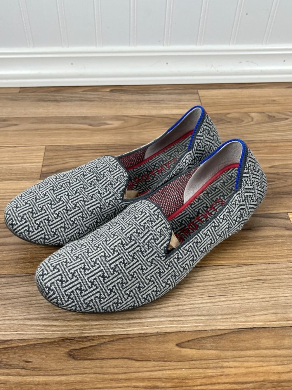 Rothy’s Retired Charcoal Gray Grid Pattern Loafer Flats Size 10 - Picture 6 of 10